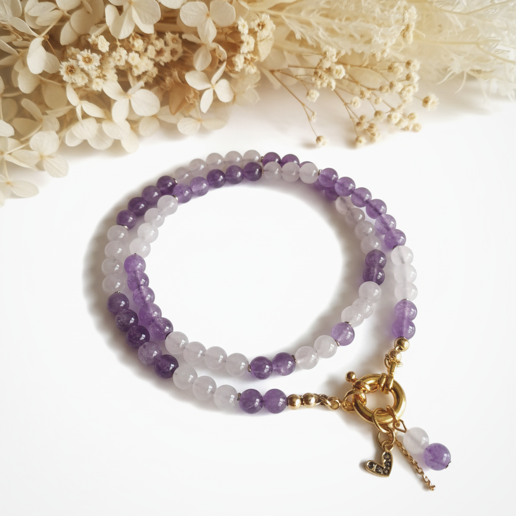 Collier Améthyste et Quartz Rose